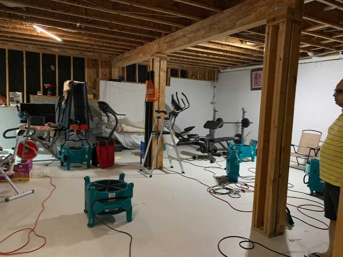 Basement drying equipment setup for Contents Cleaning & Restoration in Gillette